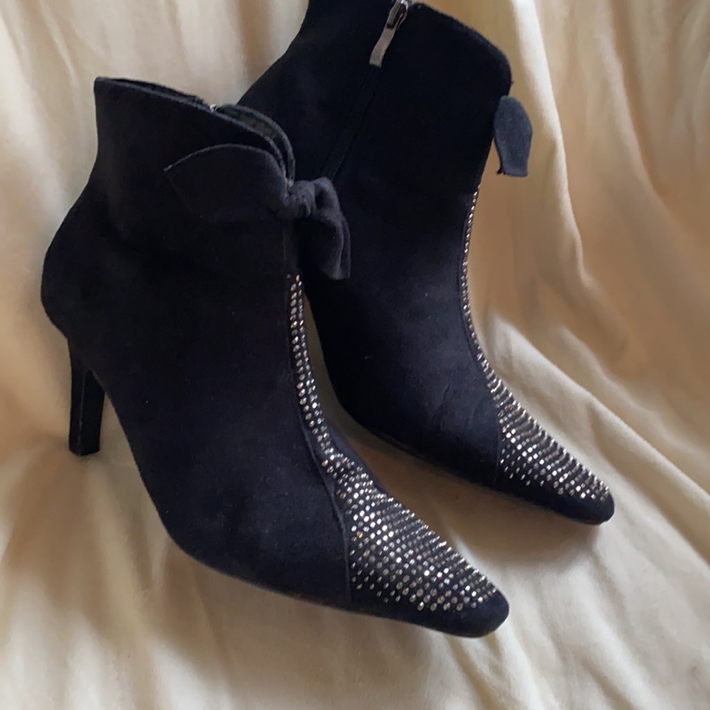 Bottines Femme ShoeMint Noir Strass - Taille 35.5 US 5.5 - Talon 3.25 - Occasion